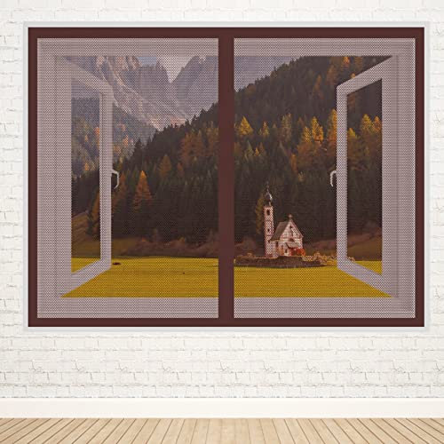Mückenschutz Fenstergitter 135 x 200 cm Mückengitter Insektennetz Mückennetz Fenster Frischluft halten für AußenFensteren, Kinderzimmer, BalkonFensteren, Braun