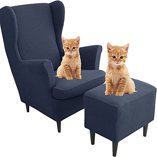 uyeoco 3 Teilig Ohrensessel Überzug Ohrensessel Schonbezüge Sessel-Überwürfe Bezug Sesselhusse Elastisch Stretch Tiger Stuhlbezug Mit Armlehne Hohe Rückenlehne Universal Hockerbezug (Color : #1)