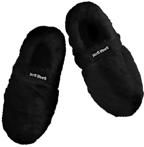 Monsterzeug Damen Winter Hausschuhe, Schwarz, 38 EU, Flauschige Mikrowellen Pantoffeln, Beheizbare Körnerkissen Wärmeschuhe, Flache Fusswärmer