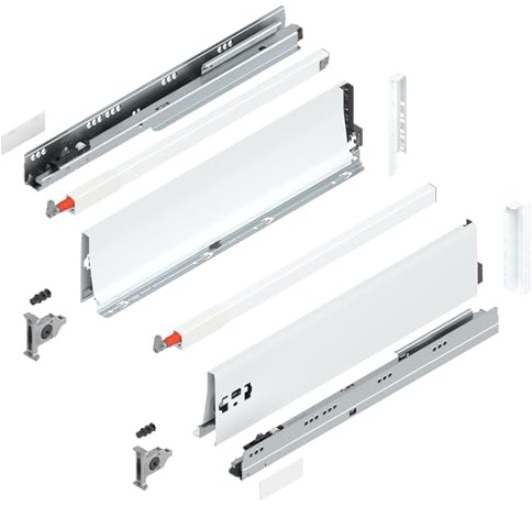 siwitec Blum TANDEMBOX antaro Frontauszug Reling D Vollauszug Seidenweiß | K-Zarge | Schubladenschiene 450 mm Nennlänge | Belastbarkeit bis 65 kg | BLUMOTION Soft-Close | zum Anschrauben