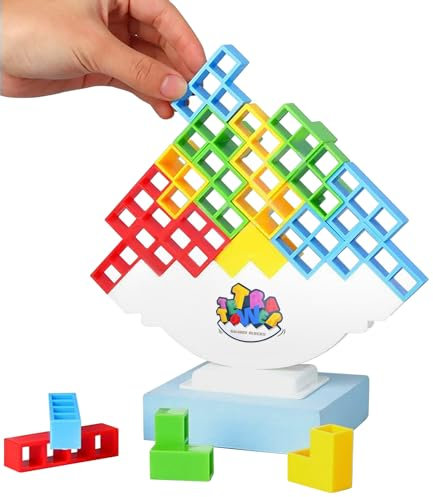 WeeKids Tetra Tower Balance Blocks de 48 PCS | Tetris Tower Juego para Adultos y niños 3+ | Juego de Equilibrio | Juguete Montessori Educativo