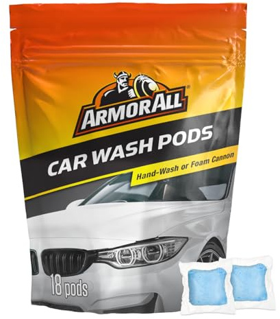 Armor All Car Wash Pods, Pre-Measured, Dissolvable, Super-Concentrated Formula, 18 Count