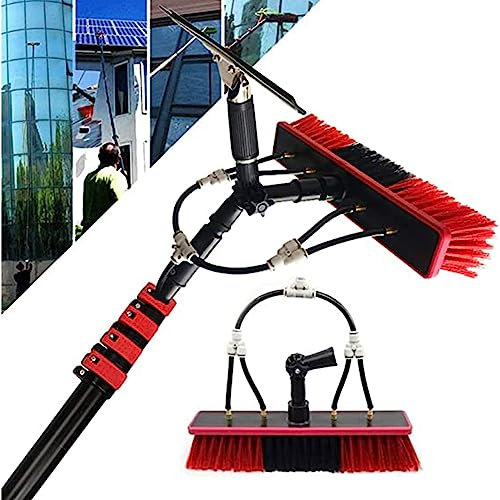 Varilla para Limpieza de Ventanas, Escobilla de Limpiacristales Telescópica, Equipo de Cepillo de Limpieza de Agua/Ventanas para Limpieza de Paneles Fotovoltaicos y Solares - 36 Pies (10,8