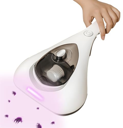 Kavolet Aspiratore per acari, 10 kPa, aspirapolvere a mano con luce UV, filtro HEPA silenzioso, lavabile, aspirapolvere portatile a mano distrugge fino al 99% di tutti gli acari per peli di