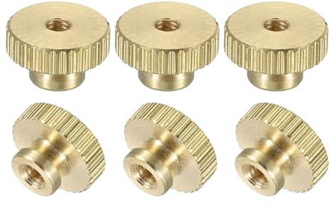 QUARKZMAN Gerändelte Daumenmuttern, 6 Stück M3 x D11mm x H6,5mm Messing Griffmuttern Rändelmuttern Durchgangsloch mit Hohem Kopf Befestigungselemente für 3D-Drucker Teile, Maschinenwerkzeuge