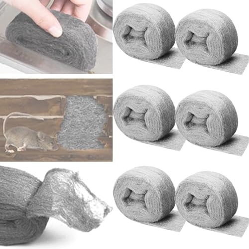 BSITSSS 6 Rollen Stahlwolle 0000 30g Stahlwolle Gegen Mäuse, Nagerstop für Haus, Garage und Garten