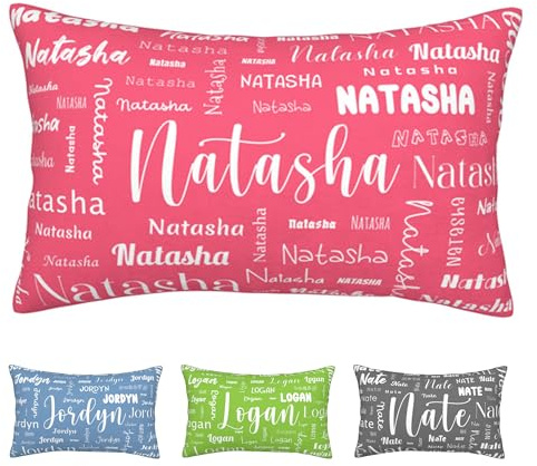 Ronuxon Personalized Add Your Name Pillowcase, Custom Lumbar Pillow Cover with Name, Plush Standard Pillowcase 20 x 30, Custom Gifts Pillow Cover for Christmas Naptime Bed Couch