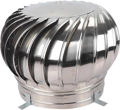 Yoeoefuo Schornsteinabdeckung Kaminabdeckung 100mm - 500mm Edelstahl Spinner Kaminaufsatz Rotationsturbinenventilator Lüftungsaufsatz Entlüftungshaube Drehbare Schornsteinhaube(Size:500mm)