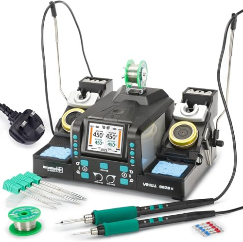 YIHUA 982D-II Kit station de soudage de précision 2 en 1 avec fer à souder de précision C210 et C245, calibrage automatique, affichage adaptatif de la température PID, contrôle de la température