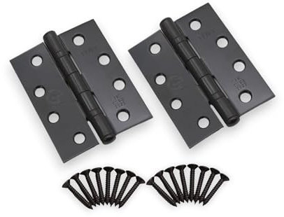 Infinity Decor Heavy Duty 100mm (4Inch) Steel Ball Bearing Butt Hinges Pair - CE11 Fire Rated Gunmetal Grey Wooden Door Hinges for Internal External Use