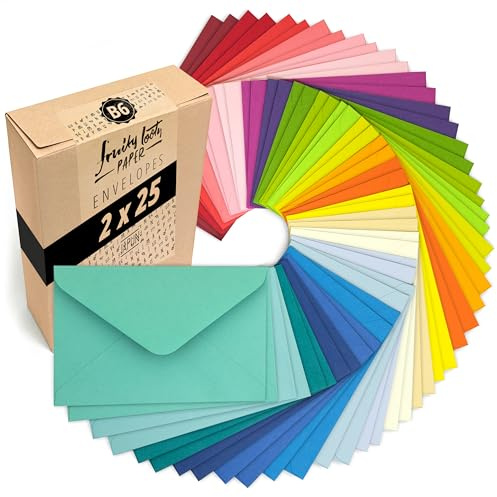 Japun - 50 buste colorate (2 x 25 colori) - formato B6, 175 x 125 mm