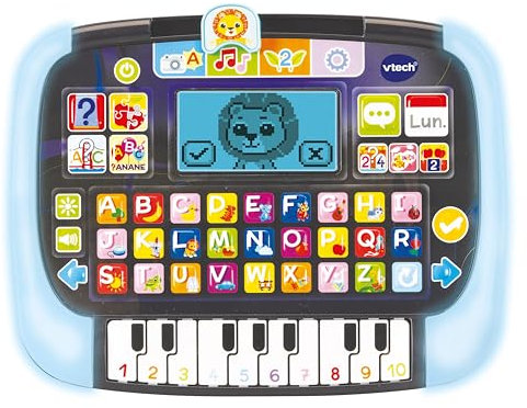 VTech Bit Smart Tablet, Tablet Bambini Educativo con Schermo Retroilluminato, Tastiera ABC e 10 Tasti Pianoforte, 8 Attività e 4 Modalità di Gioco, Lingua Italiana, Batterie Incluse, 2-5 Anni