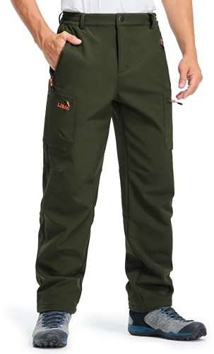 Libin Thermohose Herren Skihose Wanderhose Winterhose Softshellhose Winter Outdoorhose Wasserdicht Snowboardhose Trekkinghose Arbeitshose, Army Green M