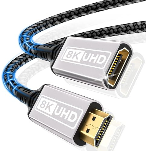 Cavo di prolunga HDMI,0.5M 10K 8K@60HZ 4K@120HZ/144HZ Cavo di prolunga HDMI 2.1 da maschio a femmina 48 Gbps UHD ad altissima velocità eARC HDCP 2.3 Dynamic HDR10+ Compatibile con TV Stick,HDTV,PS5/4