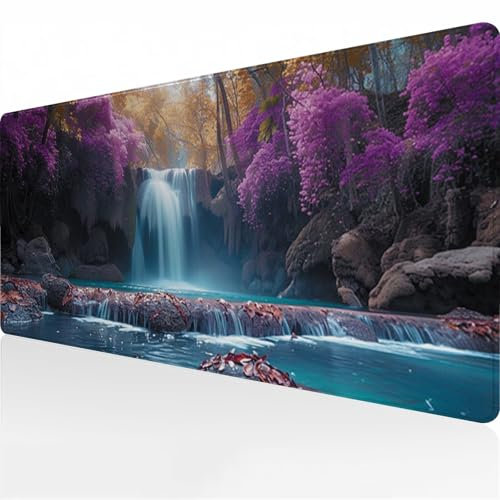Gaming Mauspad XXL Groß Mousepad 700x400x2 mm Großes Verlängertes Schreibtischpad Lange Tastatur Pad mit rutschfeste Gummimatte verbessert Präzision und Geschwindigkeit (Wasserfall)