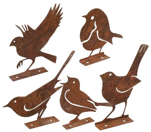Yardenfun 5stücke Vögel Garten Deko Rostige Silhouetten Für Außenbereich Einfache Zäunen Oder Bäumen Rustikale Gartenfiguren Für Natürliche Atmosphäre