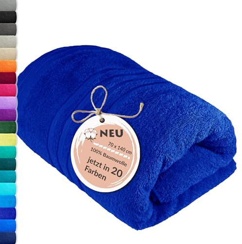 Lashuma Badetuch 70x140 cm, London Luxus Duschtuch Baumwolle Azur Blau, Ideal für den Strand und Wellness