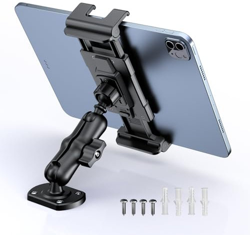OHLPRO Tablet Holder for Car, Heavy Duty Drill Base+360° Rotating Arms ipad car mount Compatible with 5-13 Samsung Tab iPad Mini Air Pro for Truck Caravan Commercial Vehicle Dashboard