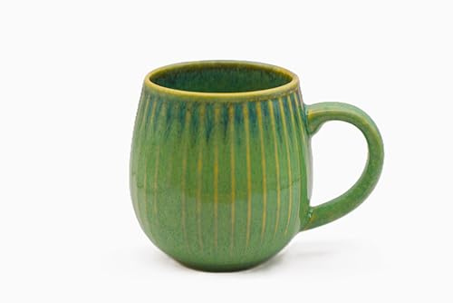 Saumo 480ml Hochwertige Handgefertigte Kaffeetasse aus Porzellan - Kaffee & Tee Tasse in Modern Vintage Design - große Kaffeebecher mit großem Henkel LFGB Zertifiziert Türkis