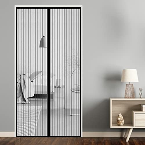 Zanzariera magnetica 95 x 220 cm, resistente, per balconi, porte scorrevoli, facile da installare, colore nero
