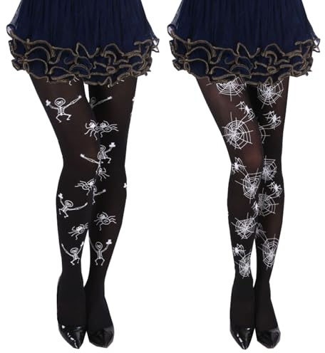 JNAWA 2 Paar Halloween-Strumpfhosen, Spinnennetz-Design, Spinnennetz-Design, Strumpfhose, Strumpfhose, Halloween-Verkleidung, Gothic-Strumpfhose für Erwachsene, Kostüm-Zubehör