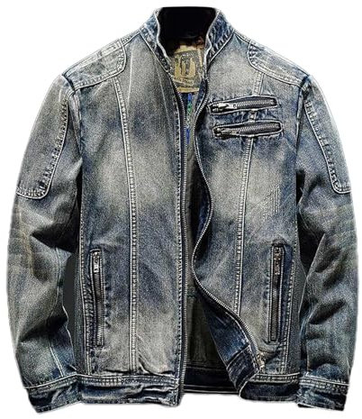 Giubbotto Jeans Uomo Estivo, Giacca Primaverile Uomo, Slim Fit Trucker Vintage Cotone Cowboy Top Cappotto Camicia Jeans con Tasca Stretta vestibilità Regolare Giacca da Lavoro