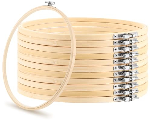 JMIATRY 12 stycken 26 cm broderiram trä, bambu broderiram, korsstygn broderiram för gör-det-själv korsstygn broderi konst hantverk sömnad