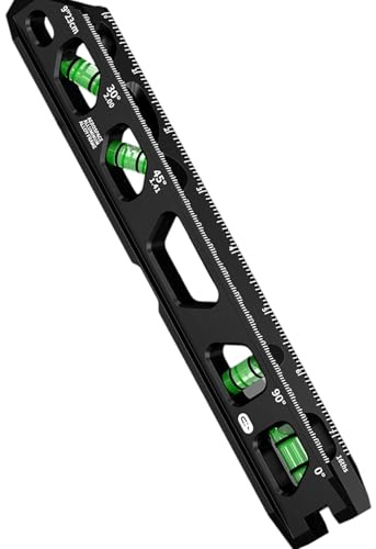 DOUDINGMAO Niveles de burbuja magnéticos de alta precisión, herramienta de construcción de aleación de aluminio de 6.3 cm/15.2 cm/22.9 cm, 4 viales de doble escala con ranura en V