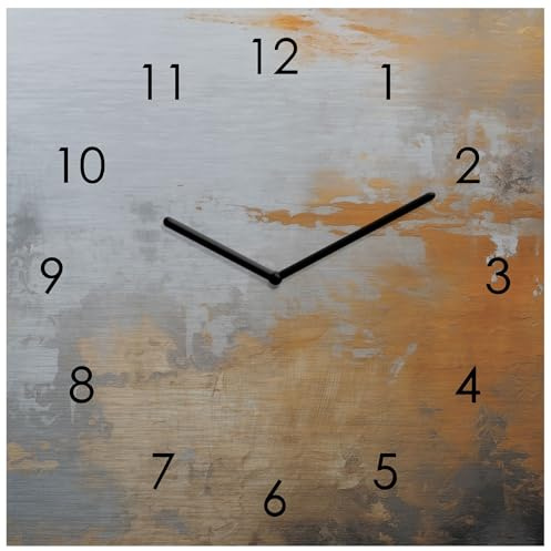 levandeo Wanduhr Metall 20x20cm Schwarz Gold Abstraktes Design Metalluhr Moderne Wanddeko Wandkunst Deko