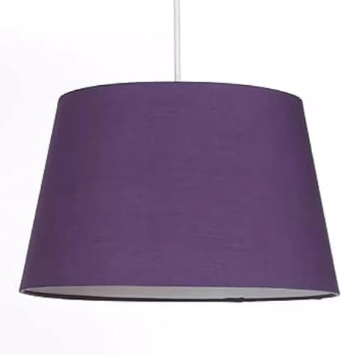 Cotton Drum Shade Vintage Tapered Fabric Easy Fit Table Lamp & Ceiling Pendant Light Shade (Purple, 10 (25cm))