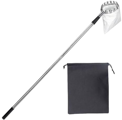 Biniveil Perche à cueillir les fruits - Cueilleur d'Agrumes Portable avec Manche Télescopique,Outil à Pince Réglable Anti-Rouille pour Jardin Extérieur Maison