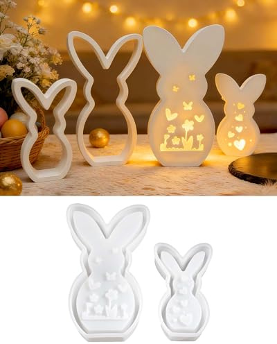 EPODA Silikonformen Gießformen Ostern, 2 Stück Osterhase Silikonform Ostern Gießformen, Gipsformen zum Gießen für Frühling (F)
