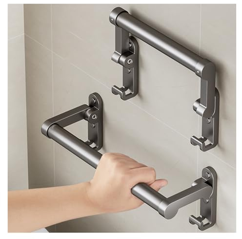 Barre D'appui De Douche Grise, Sécurité Support Pliable Avec Crochets Pour Baignoire Et Douche Barre Porte-Serviettes Antidérapante Et Étanche Pour Salle De Bain Senior(40cm/1.3ft)