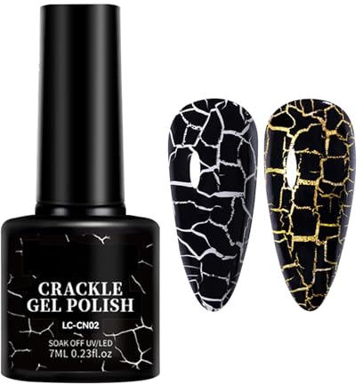 Gvblkq Crackle nagellack, cool nagellack, UV Crackle Gel Polish, leveranser, flickor manikyrtillbehör för prom, dejting, samling,