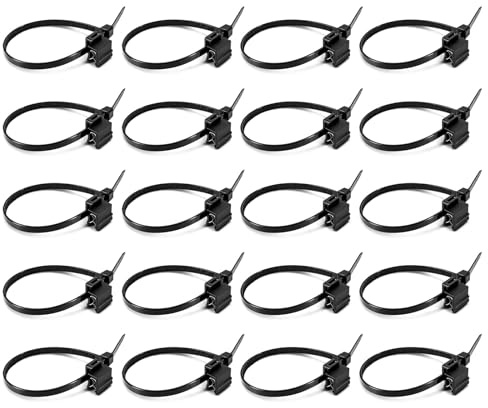 Kabelbinder Halter Mit Clip für PV Anlage - Kabelbinder UV Beständig für K2 Cable Manager, Kabelbinderhalter Schwarz 200mm, Solar Kabel Clip, Kabelklammer Mit Blechclip, Kabel Befestigung, 20 Stück