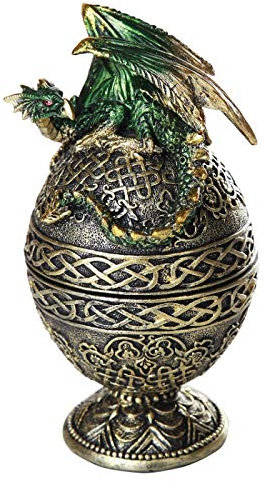 Dragon Protector of the Golden Celtic Egg Orb Sculptural Box Collectible 6.5H
