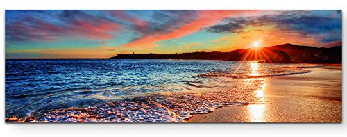 Paul Sinus Art Leinwandbilder | Bilder Leinwand 120x40cm Sonnenaufgang über Meer