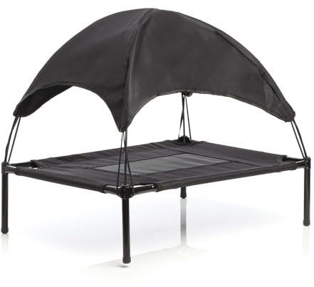 Wiltec Hundebett mit Dach Schwarz 91 x 76 x 16 cm Größe L bis 35 kg Outdoor Katzenliege Haustier Schlafplatz Sonnendach