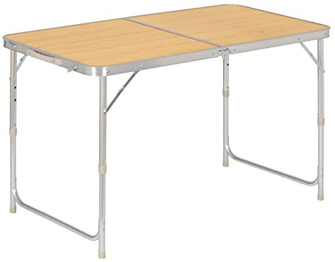 WOLTU Campingtisch Klapptisch Gartentisch Arbeitstisch Balkontisch höhenverstellbar Aluminium MDF Hell Eiche