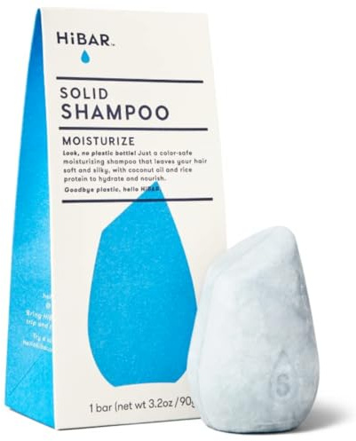 HIBAR - Moisturize Shampoo Bar - For Dry, Frizzy Hair - Deeply Nourishing & Hydrating - With Coconut Oil & Vitamin B5 - Plastic-Free - Soap, Paraben & Sulfate-Free - Color Safe & Vegan -1 Solid Bar
