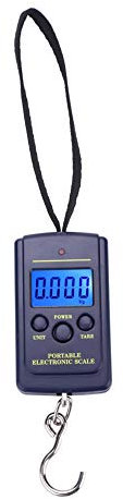 Keenso Digitale Fischwaage, tragbares LCD-Display aus Kunststoff Digitale Waage Digitale Hängeskala Taschenwaage Kompakte Digitale Fischwaage Lebensmittelgewichtswaage mit Haken 40 kg