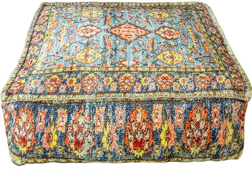 Mandala Life ART meditationskudde stor XXL sittdyna stor lyxig pall med hantverk rumsinredning sittsäck vuxna för vardagsrum golvsittkudde 100% bomull ofylld 60 x 20 cm
