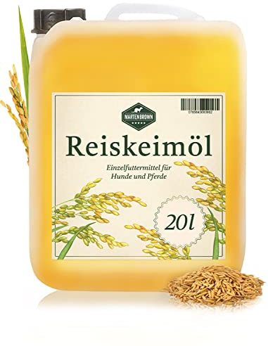 Martenbrown® Olio di germe di riso 20 litri per cavalli, cani e asini I in pratica tanica | Integratore alimentare per cibo secco, cibo in scatola o come olio di barf