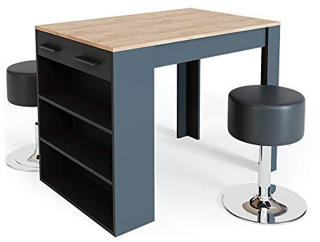 Vicco Esstisch-Set Repose, Anthrazit/Goldkraft Eiche, 67 x 100 cm mit 2 Hockern