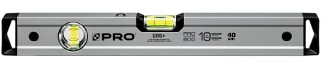 PRO600 Wasserwaage mit magneten 40cm Eloxiert - Die Härte 9 auf der Mohs Skala - Ergonomischen Profil und ERS+ (Easy Reading System) Anti Shock Absorber Endkappen - Farbe Silber
