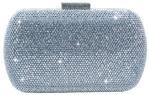 Boutique De FGG Strass Borse da Sera Donne Pochette e Clutch in Cristallo per Feste Borsa da Matrimoni Borsetta da Sposa,Mini,Argento
