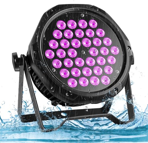 PUZILOZA RGB Par LED étanche 108W, 36 LED Extérieur Projecteur Lumiere de Scene D MX 3/7CH Contrôle avec Mode Automatique, Lumiere Disco pour DJ Fête Groupe Spectacles Mariage Noël