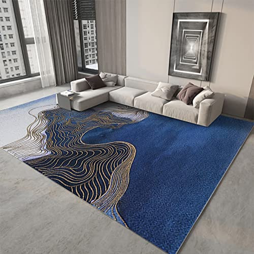 Teppich Home mats,Langlebiger, Rutschfester Teppich Mit Blau-gelbem Tintenstreifen-Design jugendzimmer,waschbare fussmatte 200x300cm