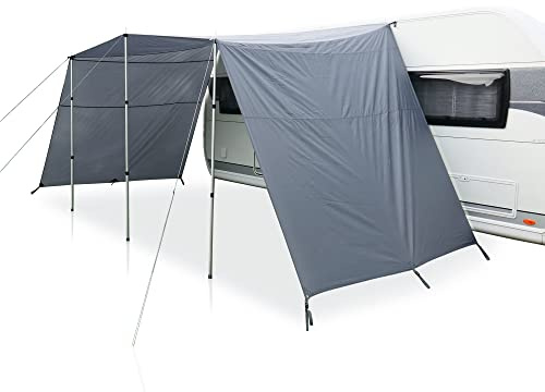 your GEAR Caravan Tarp Teramo - 4 Größen - 250, 300, 400, 450 cm Breite, Tiefe 240 cm - UPF 50+ Sonnendach für Wohnwagen Wohnmobil - 5000 mm Sonnensegel Seitenwände Aufstellstangen (300x240 cm)