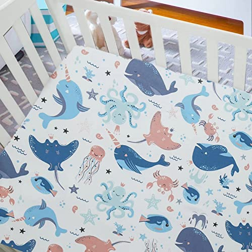 Sábana bajera ajustable para cuna, 140 x 70 cm, algodón jersey, hipoalergénica, con falda totalmente elástica, transpirable, de fácil cuidado, sábanas para cama junior